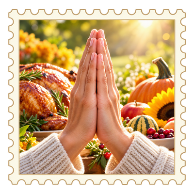 Timbre Action de Gr�ces : Mains jointes en signe de gratitude