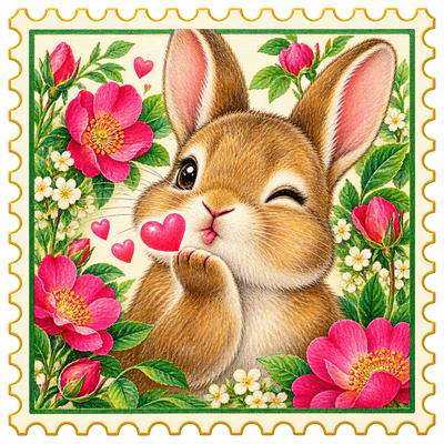 Un lapin qui envoie un bisou