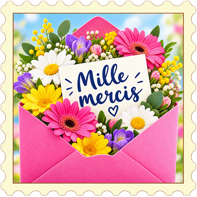 Enveloppe fleurie : Mille mercis