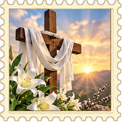 Timbre P�ques religieuse 1